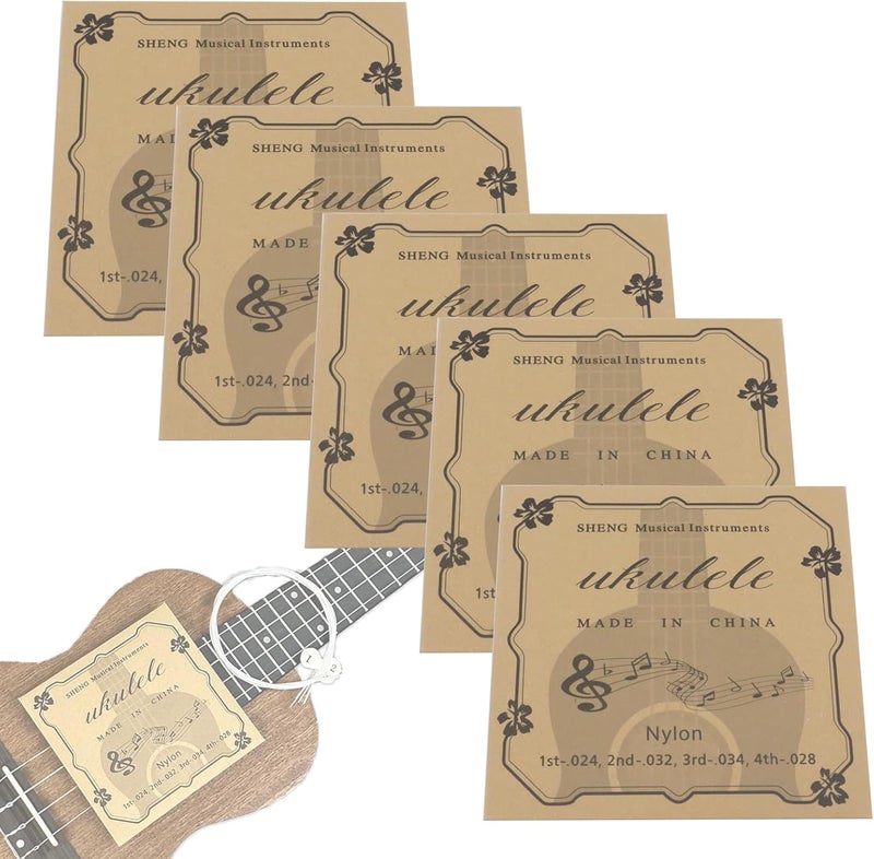 Cheerock 5 Set Nylon Ukulele Strings, Soprano Concert Tenor Ukulele 21 23 26 Inch, Replacement Kit - Image 1